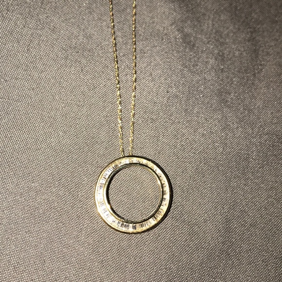 Jewelry - 10kt Yellow Gold Diamond Baguette Necklace